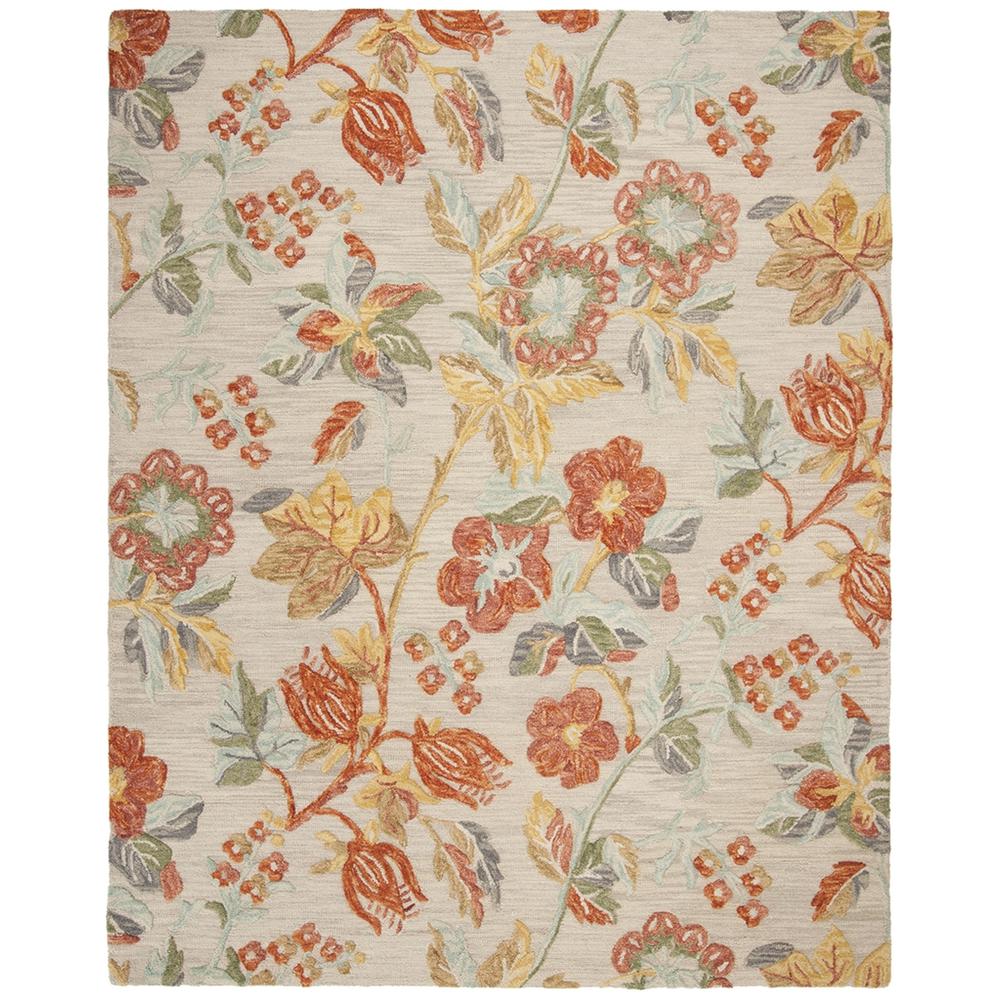 BLOSSOM, GREY / RED, 8' X 10', Area Rug