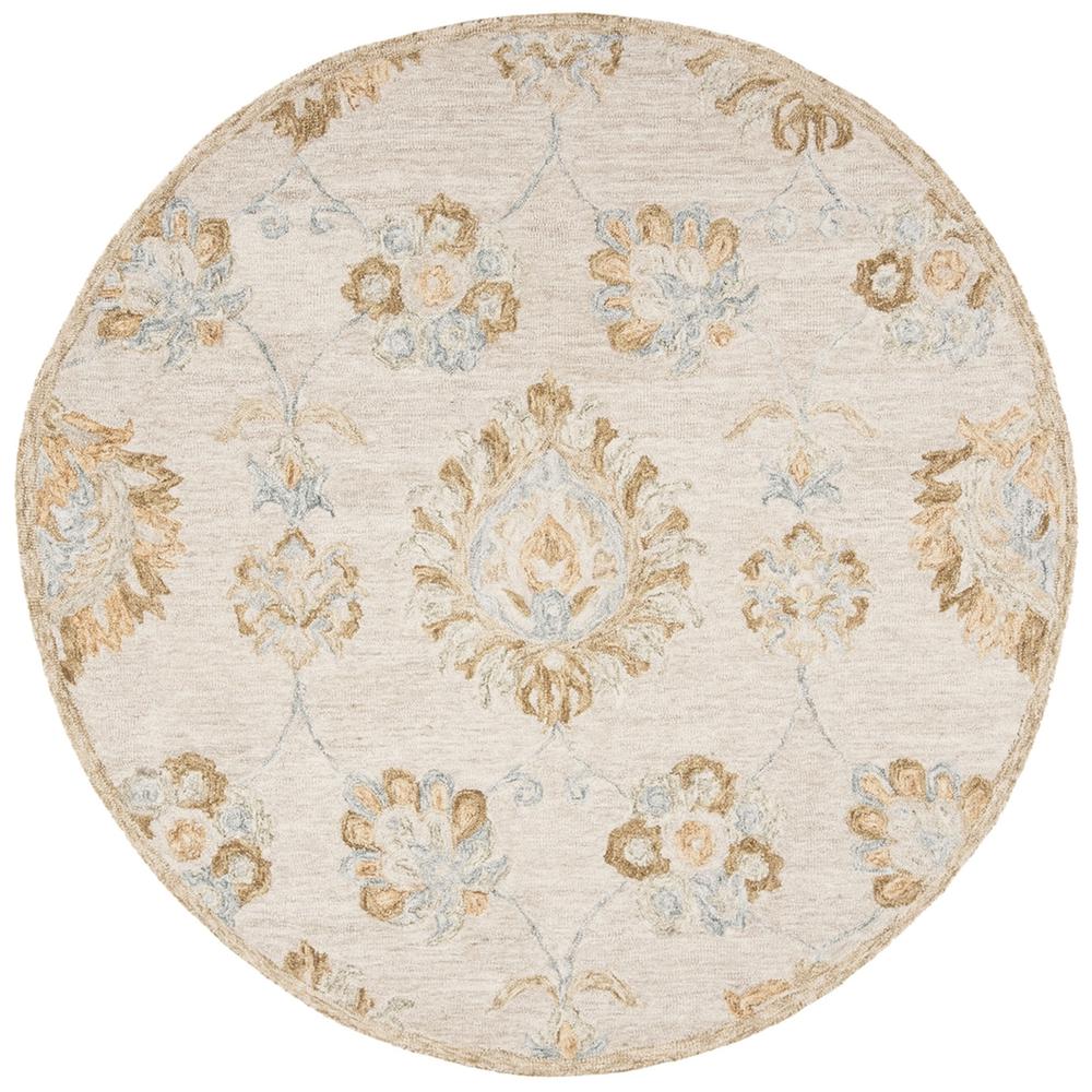 BLOSSOM, BEIGE / SAGE, 6' X 6' Round, Area Rug