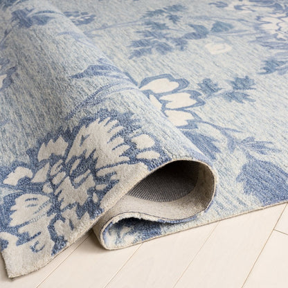 Blossom Transitional Floral Hand-Tufted Wool Rug - Blue / Grey - 5'-0"