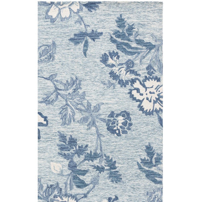 Blossom Transitional Floral Hand-Tufted Wool Rug - Blue / Grey - 5'-0"