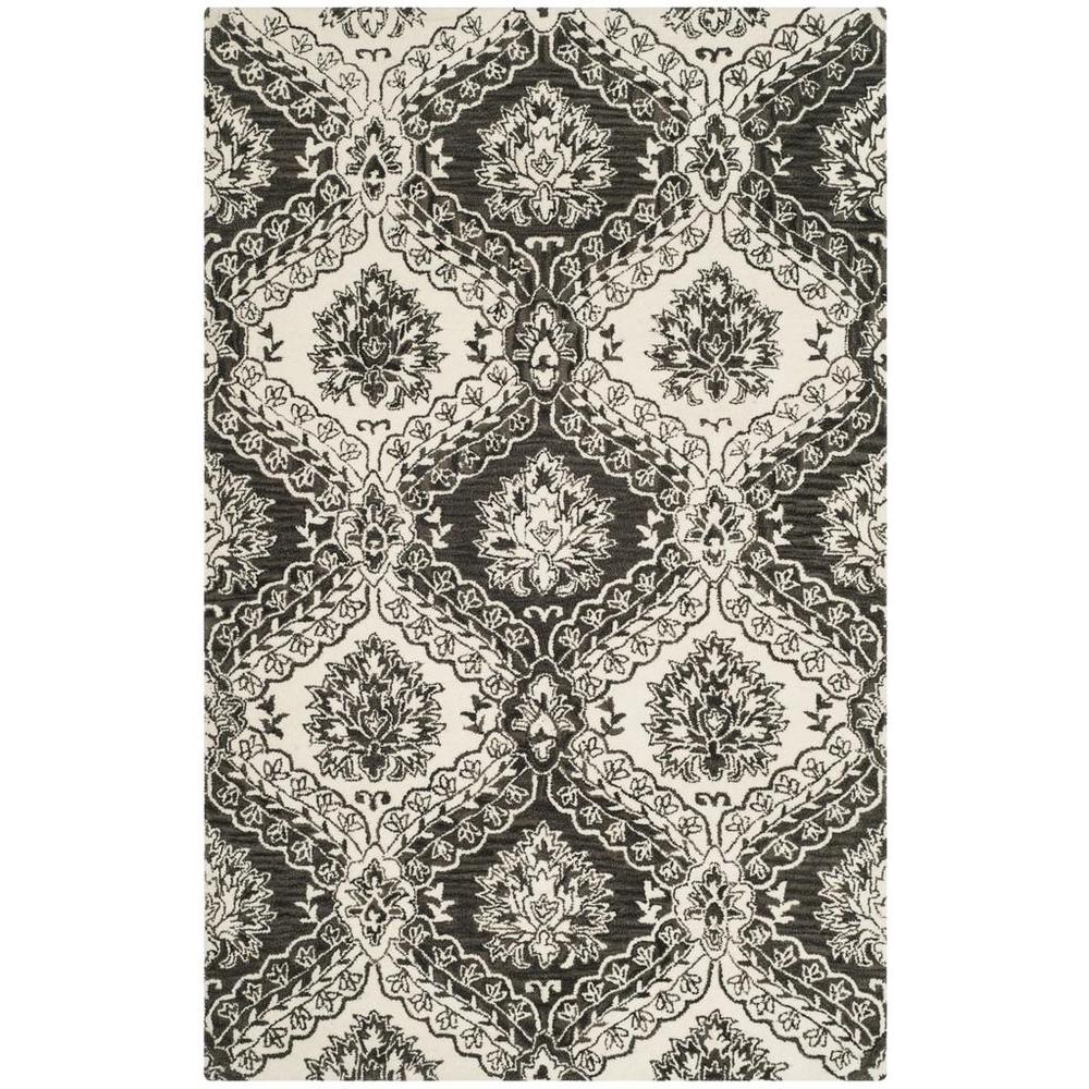 BLOSSOM, CHARCOAL / IVORY, 5' X 8', Area Rug, BLM601H-5