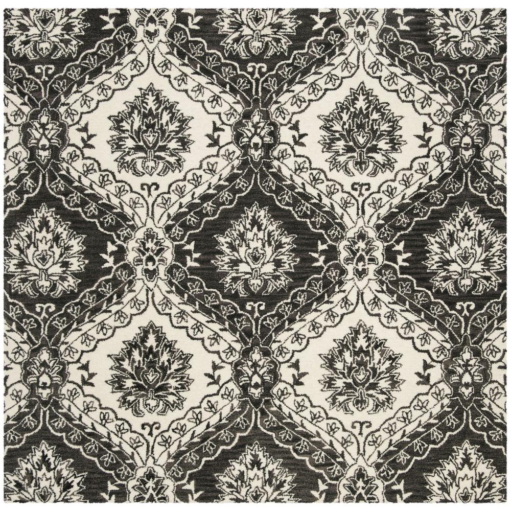 BLOSSOM, CHARCOAL / IVORY, 6' X 6' Square, Area Rug, BLM601H-6SQ