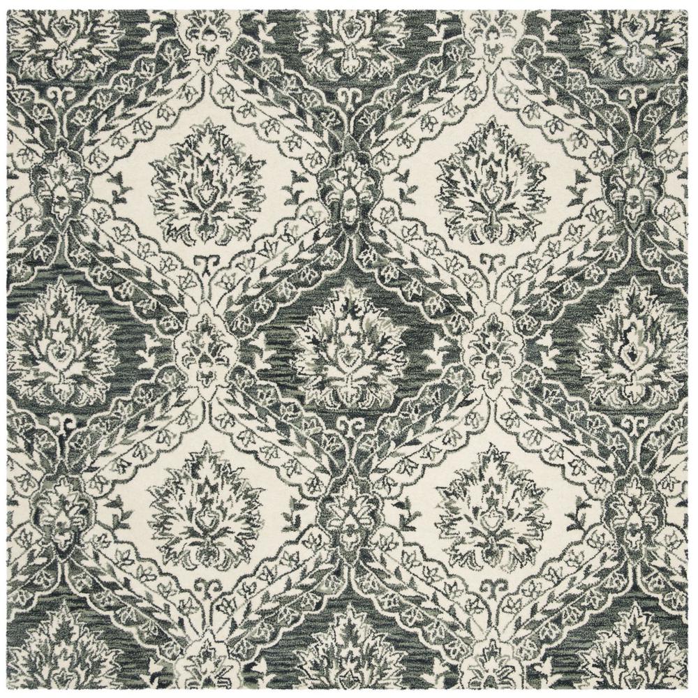 BLOSSOM, BLUE / IVORY, 6' X 6' Square, Area Rug, BLM601M-6SQ