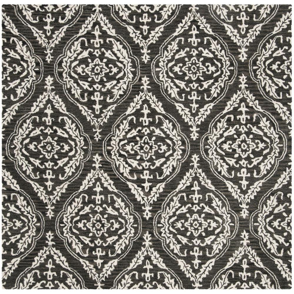 BLOSSOM, CHARCOAL / IVORY, 6' X 6' Square, Area Rug, BLM602H-6SQ