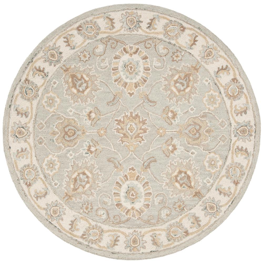 BLOSSOM, AQUA / IVORY, 6' X 6' Round, Area Rug
