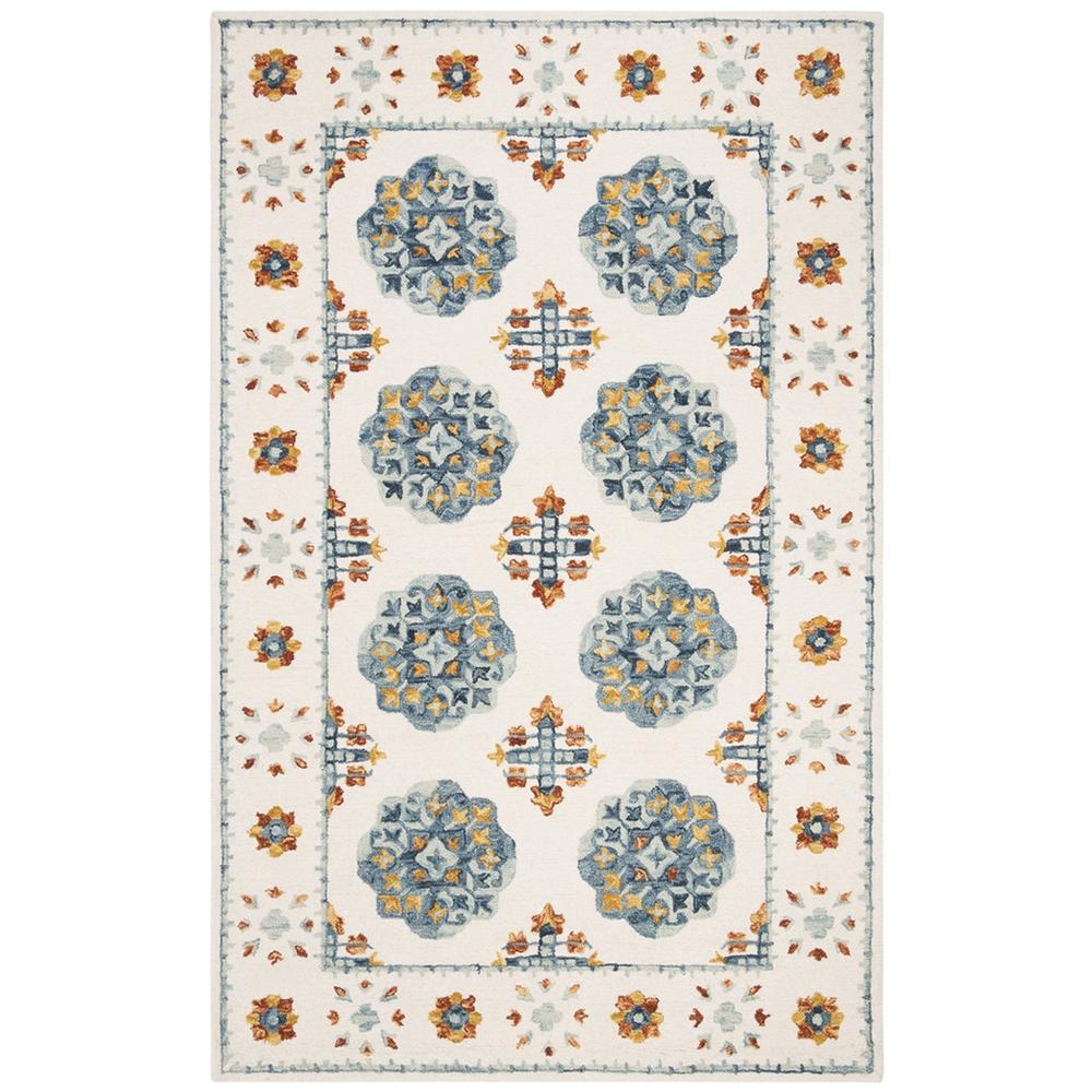 BLOSSOM, BLUE / IVORY, 4' X 6', Area Rug, BLM901A-4