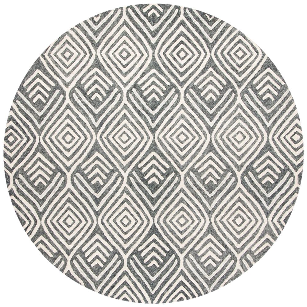 BLOSSOM, IVORY / GREY, 6' X 6' Round, Area Rug, BLM936G-6R