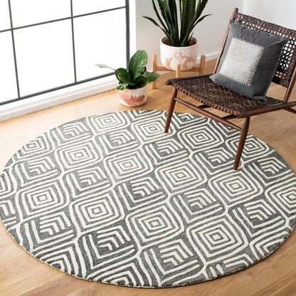 BLOSSOM, IVORY / GREY, 6' X 6' Round, Area Rug, BLM936G-6R