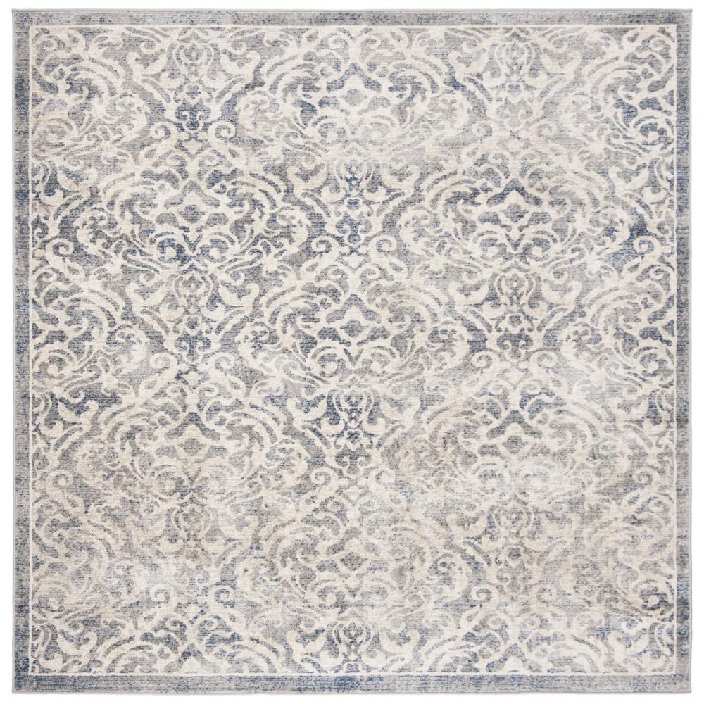BRENTWOOD, LIGHT GREY / BLUE, 6'-7" X 6'-7" Square, Area Rug, BNT810G-7SQ