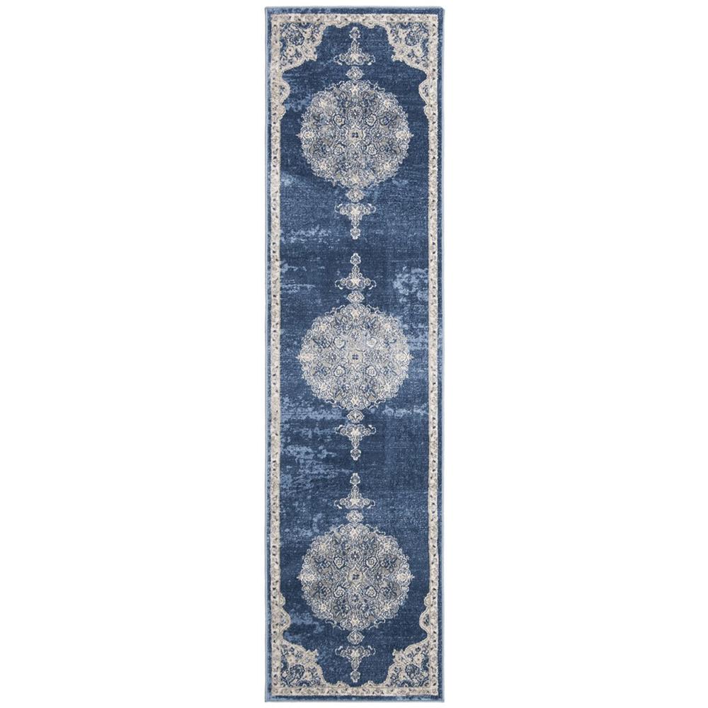 BRENTWOOD, NAVY / LIGHT GREY, 2' X 8', Area Rug, BNT867M-28