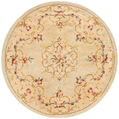 BERGAMA, LIGHT GREEN / BEIGE, 4' X 4' Round, Area Rug