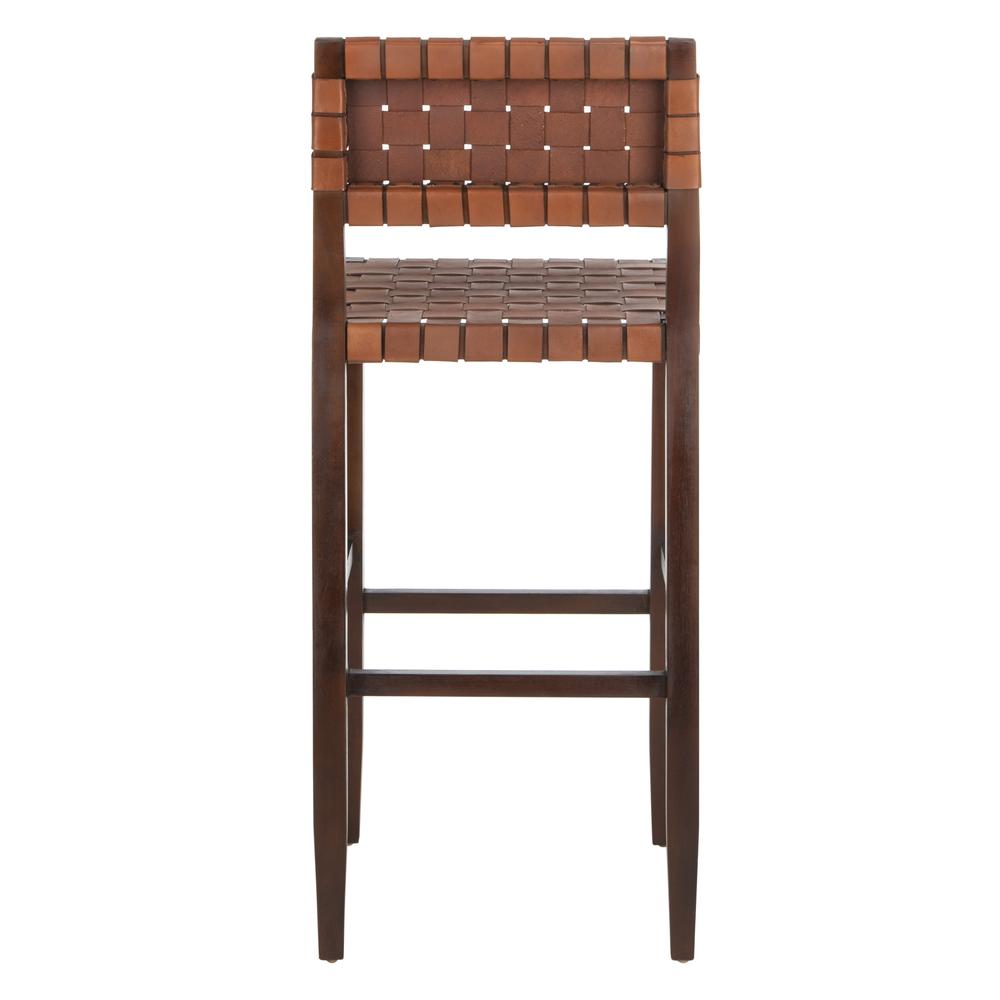 Paxton Woven Leather Barstool, Cognac