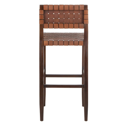 Paxton Woven Leather Barstool, Cognac