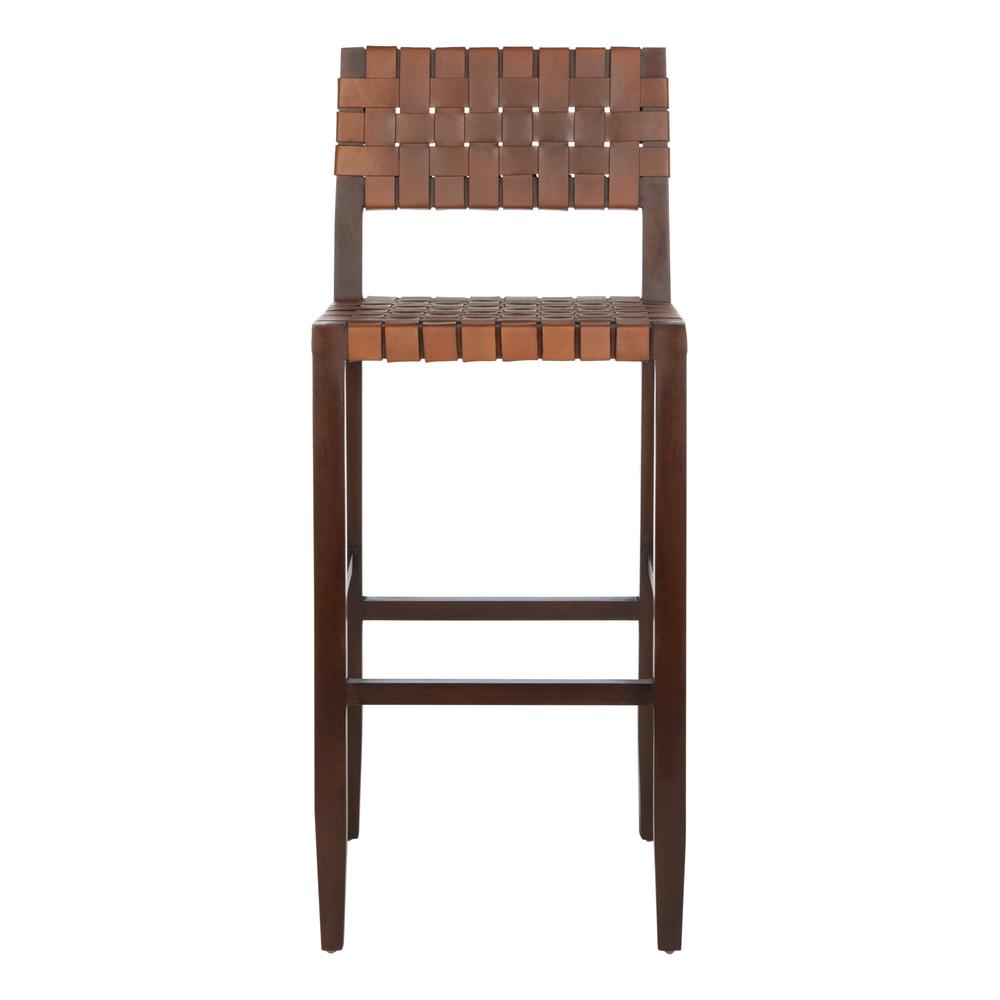 Paxton Woven Leather Barstool, Cognac