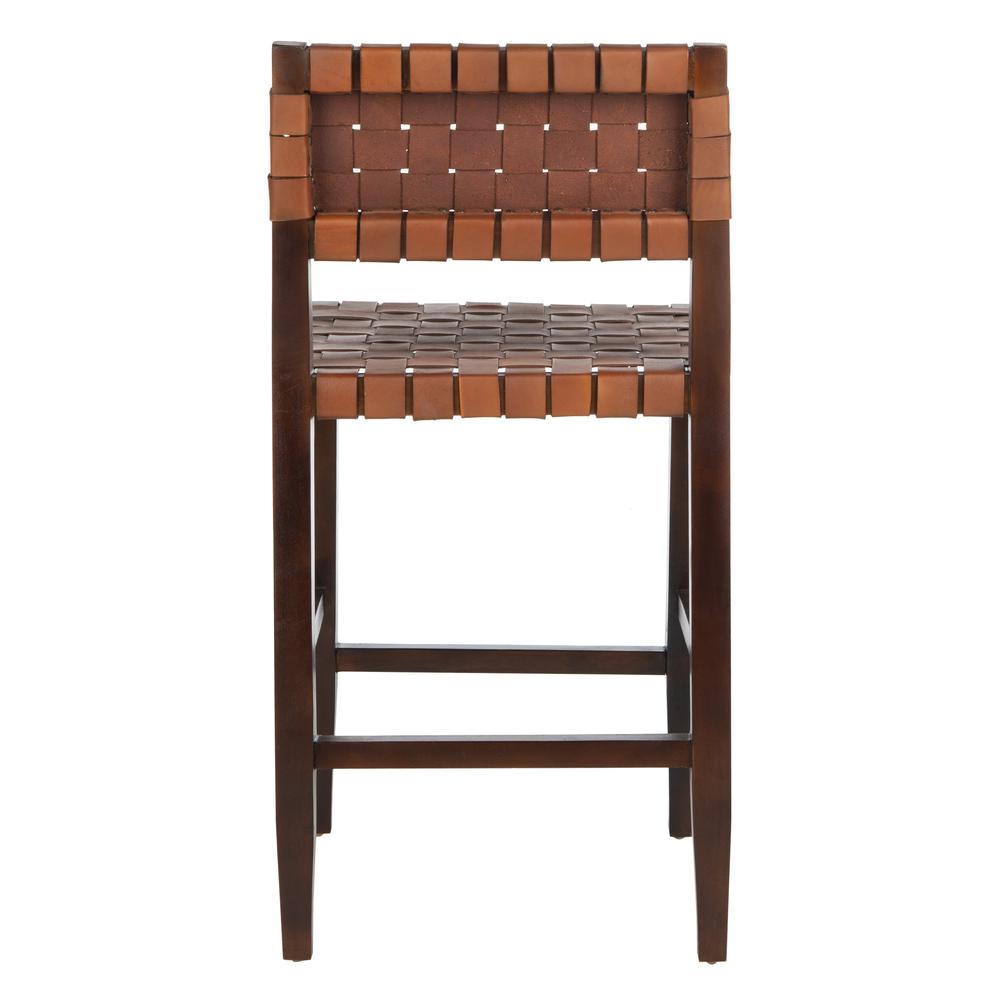 Paxton Woven Leather Counter Stool, Cognac