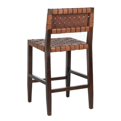 Paxton Woven Leather Counter Stool, Cognac