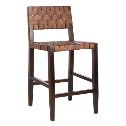 Paxton Woven Leather Counter Stool, Cognac