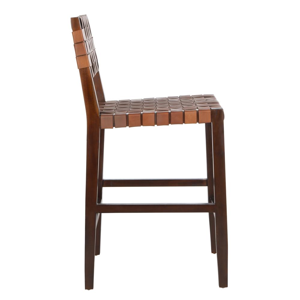Paxton Woven Leather Counter Stool, Cognac