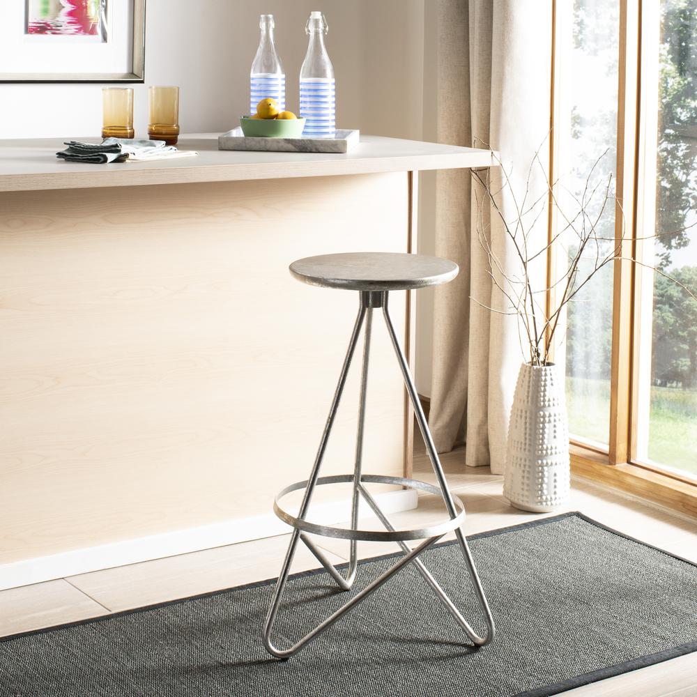 Galexia Bar Stool, Silver Leaf