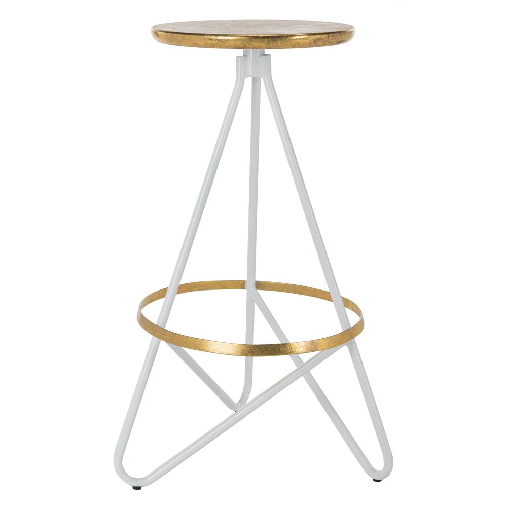 Galexia Bar Stool, White/Gold Top