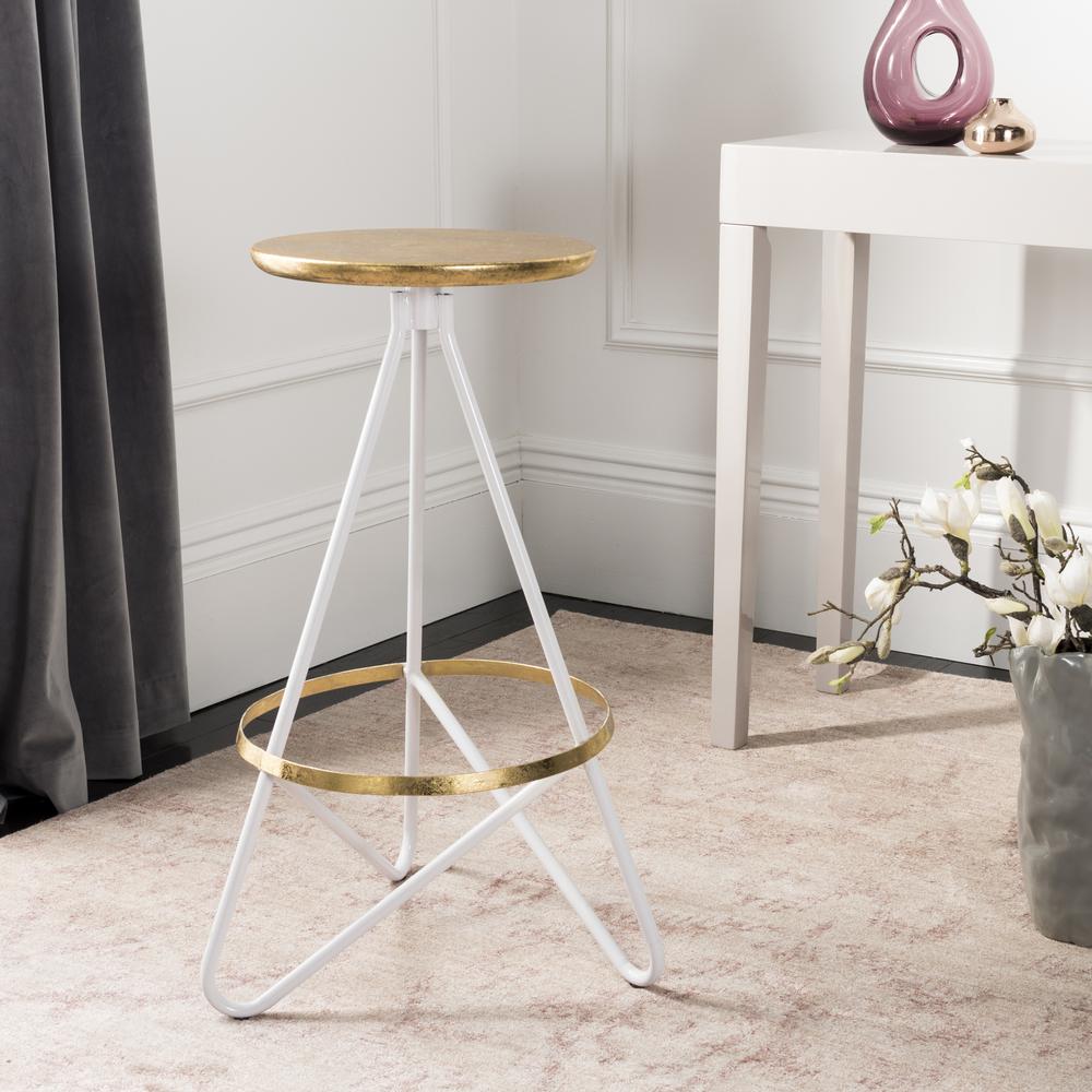 Galexia Bar Stool, White/Gold Top