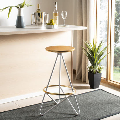 Galexia Bar Stool, White/Gold Top