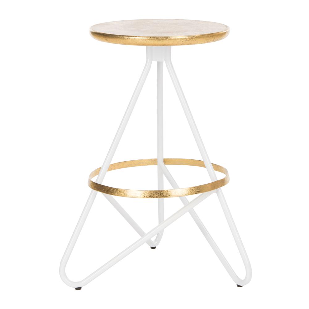 Galexia Counter Stool, White/Gold Top