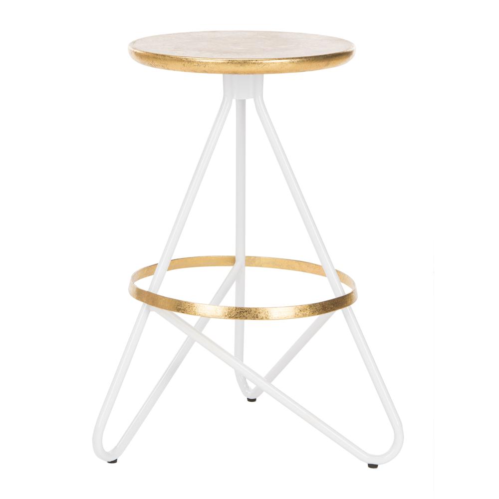 Galexia Counter Stool, White/Gold Top