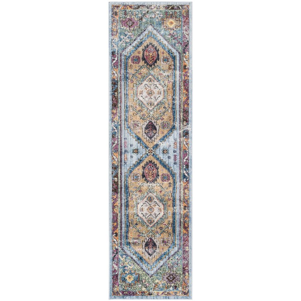 BRISTOL, BLUE / CAMEL, 2'-3" X 12', Area Rug
