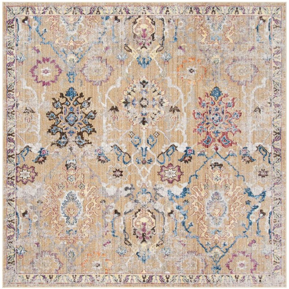 BRISTOL, CAMEL / BLUE, 7' X 7' Square, Area Rug