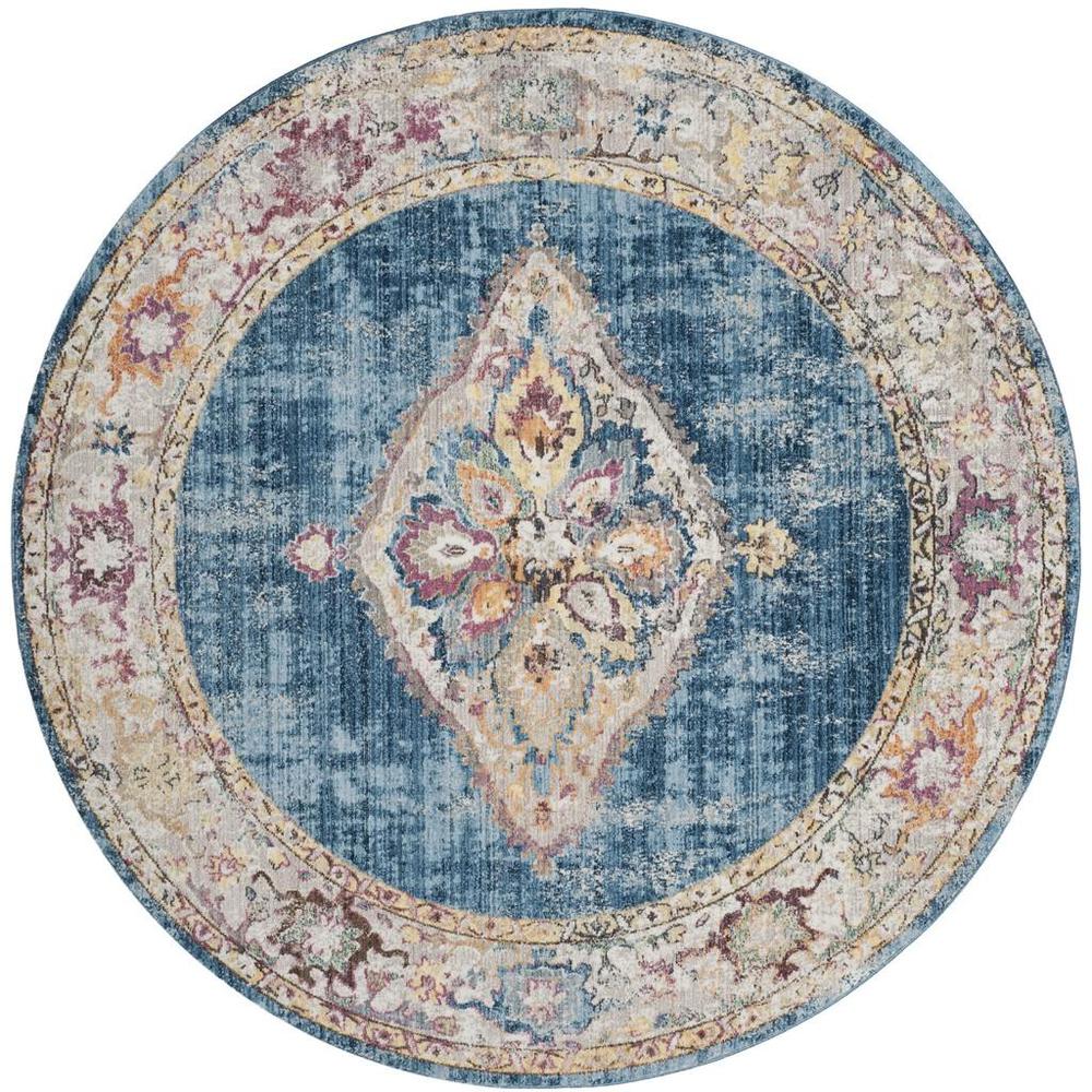 BRISTOL, BLUE / IVORY, 7' X 7' Round, Area Rug, BTL348C-7R