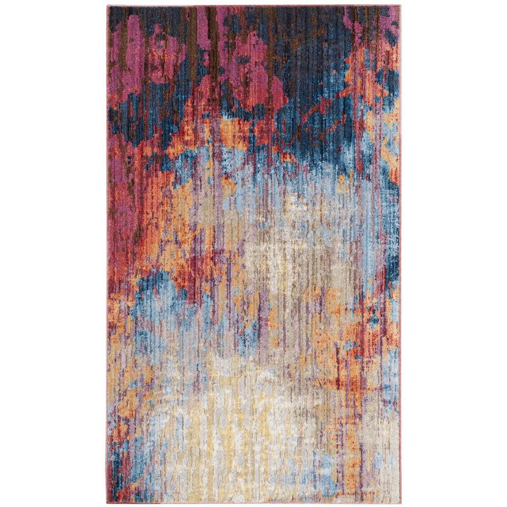 BRISTOL, BLUE / RUST, 3' X 5', Area Rug