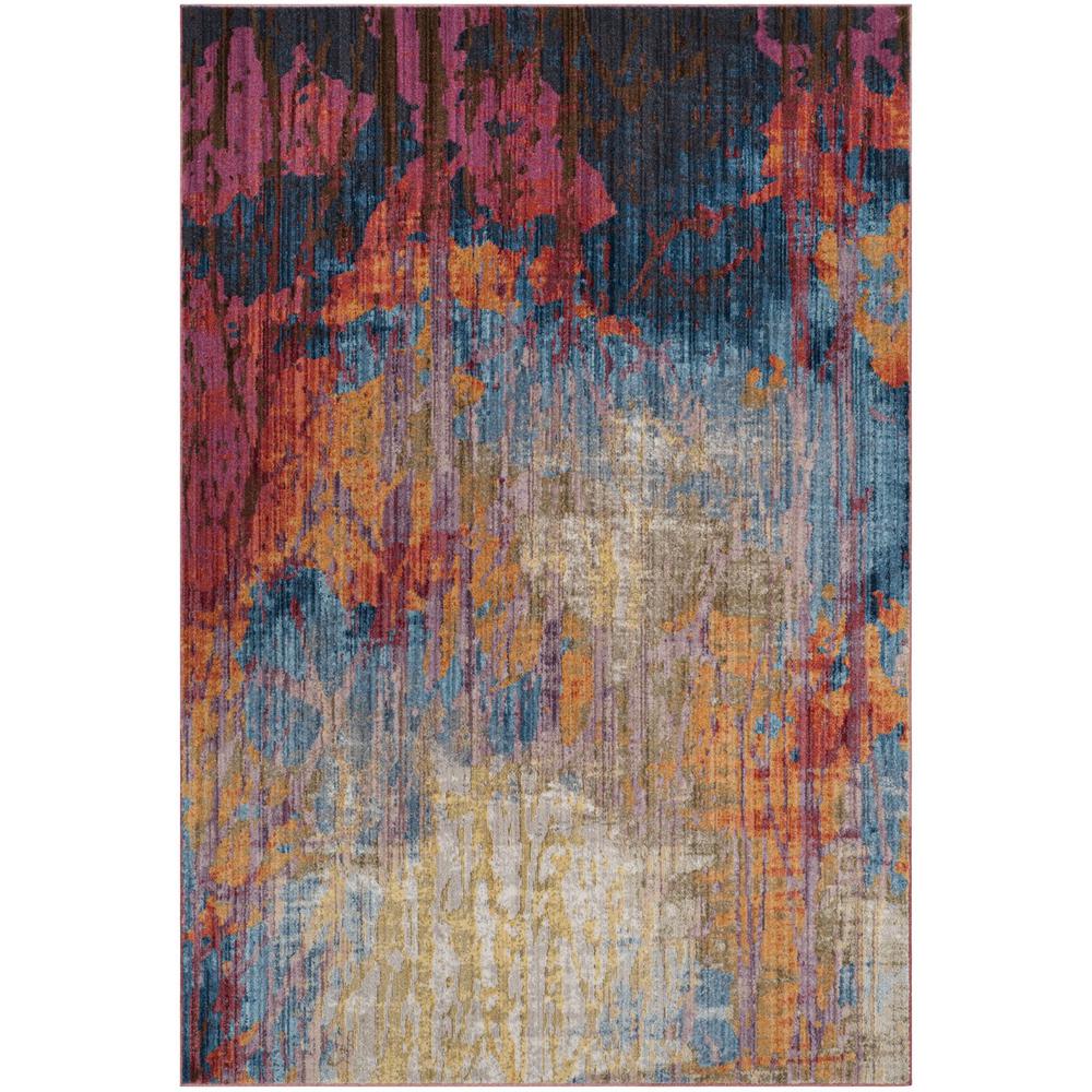 BRISTOL, BLUE / RUST, 4' X 6', Area Rug
