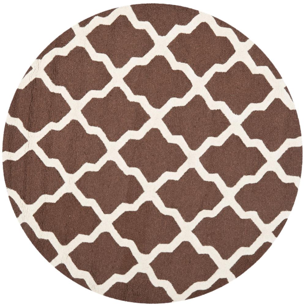 CAMBRIDGE, DARK BROWN / IVORY, 4' X 4' Round, Area Rug