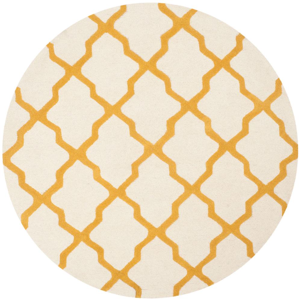 CAMBRIDGE, IVORY / GOLD, 4' X 4' Round, Area Rug