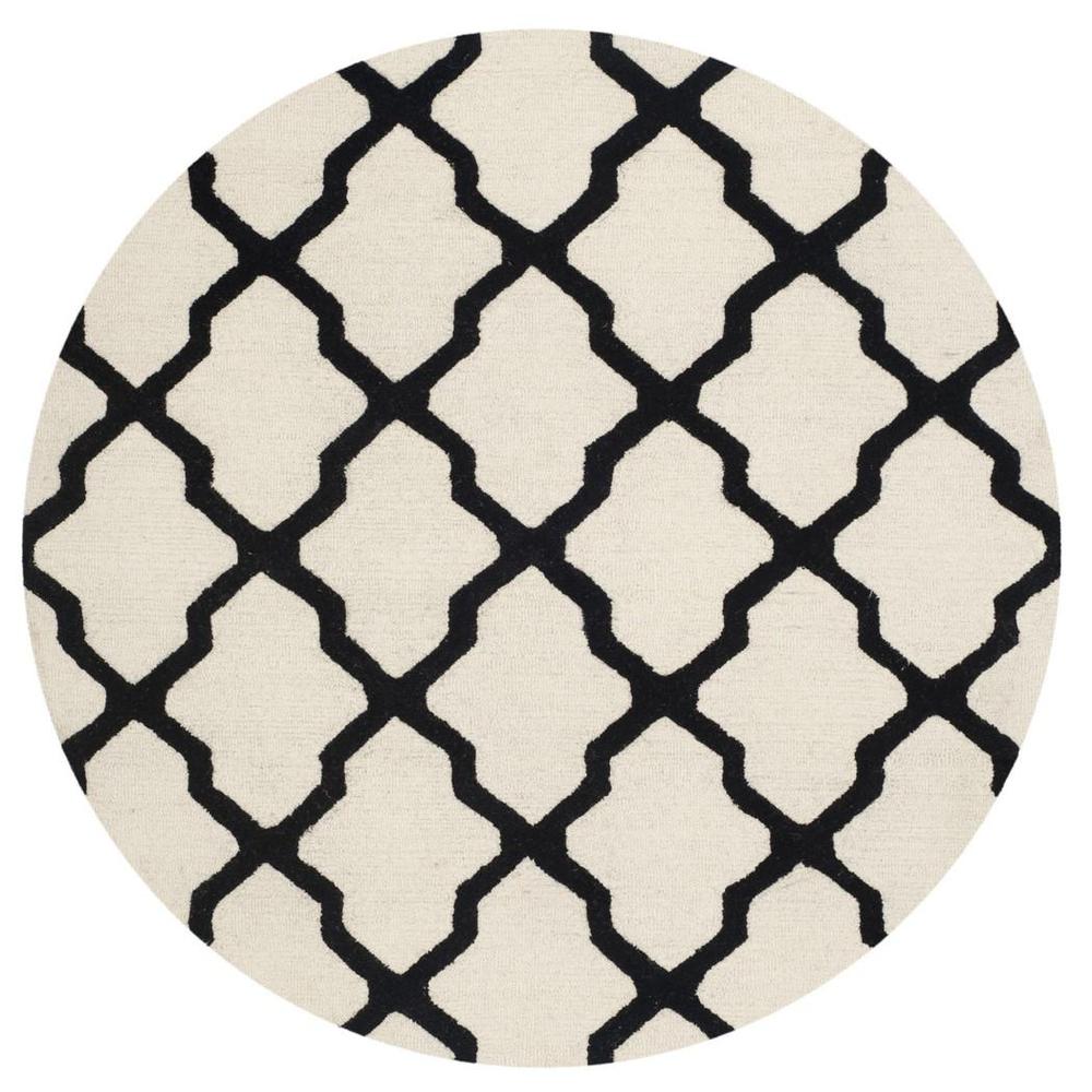 CAMBRIDGE, IVORY / BLACK, 6' X 6' Round, Area Rug, CAM121W-6R