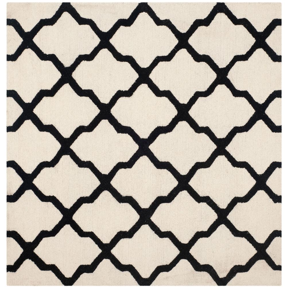 CAMBRIDGE, IVORY / BLACK, 6' X 6' Square, Area Rug, CAM121W-6SQ