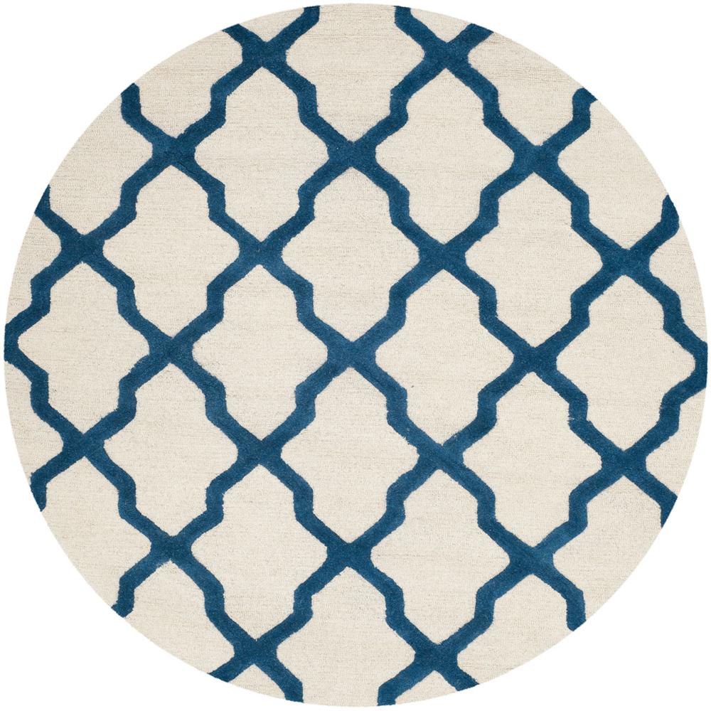 CAMBRIDGE, IVORY / NAVY, 6' X 6' Round, Area Rug, CAM121Z-6R