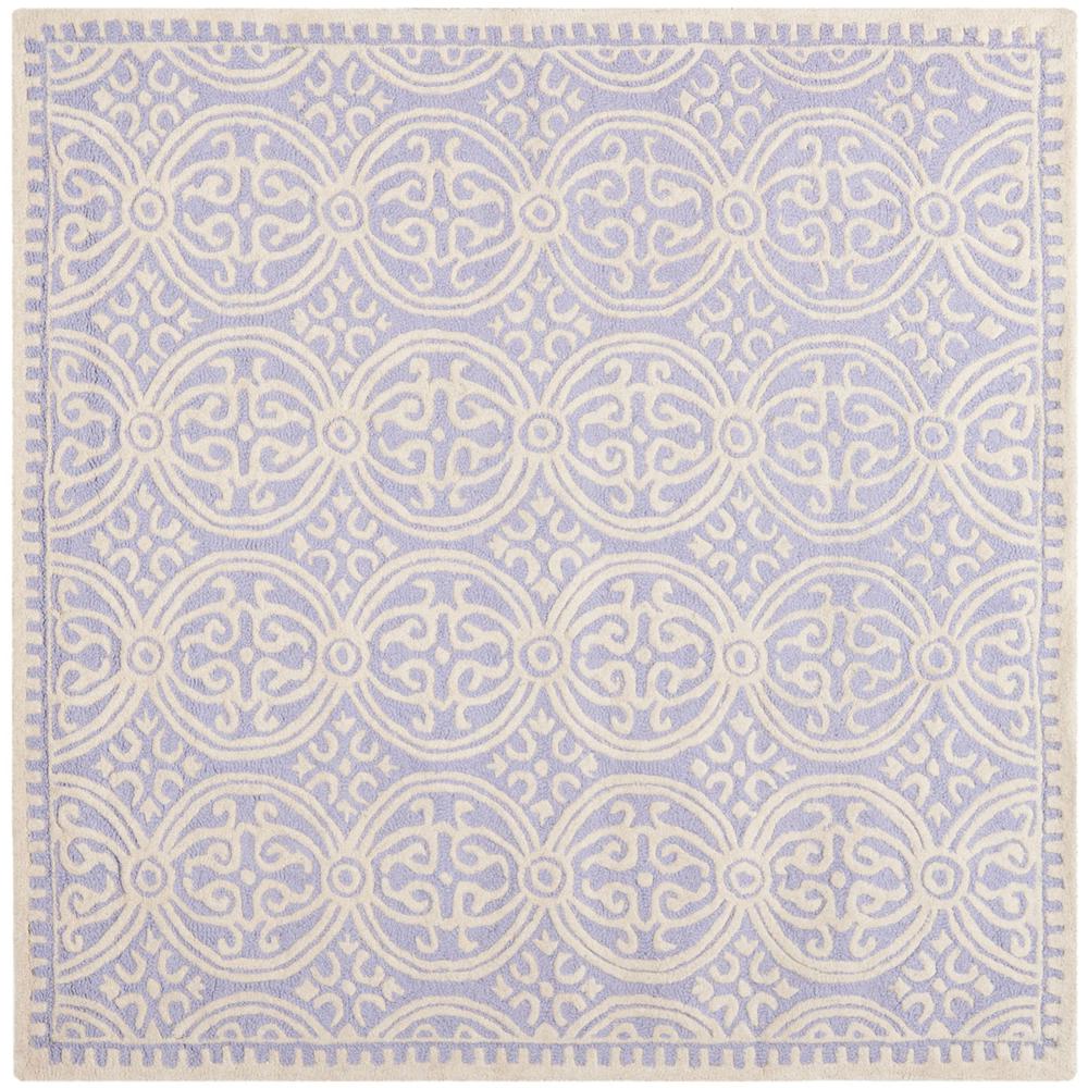 CAMBRIDGE, LAVANDER / IVORY, 4' X 4' Square, Area Rug