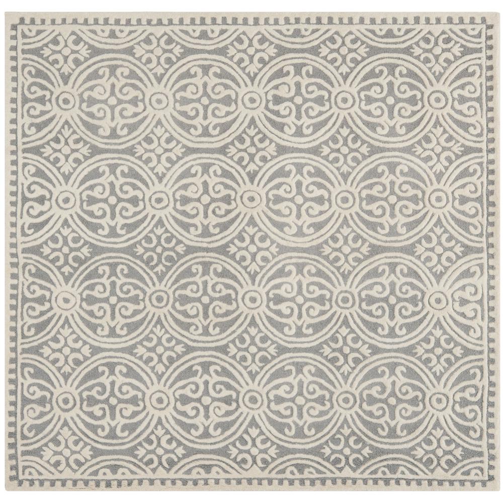 CAMBRIDGE, SILVER / IVORY, 9' X 9' Square, Area Rug