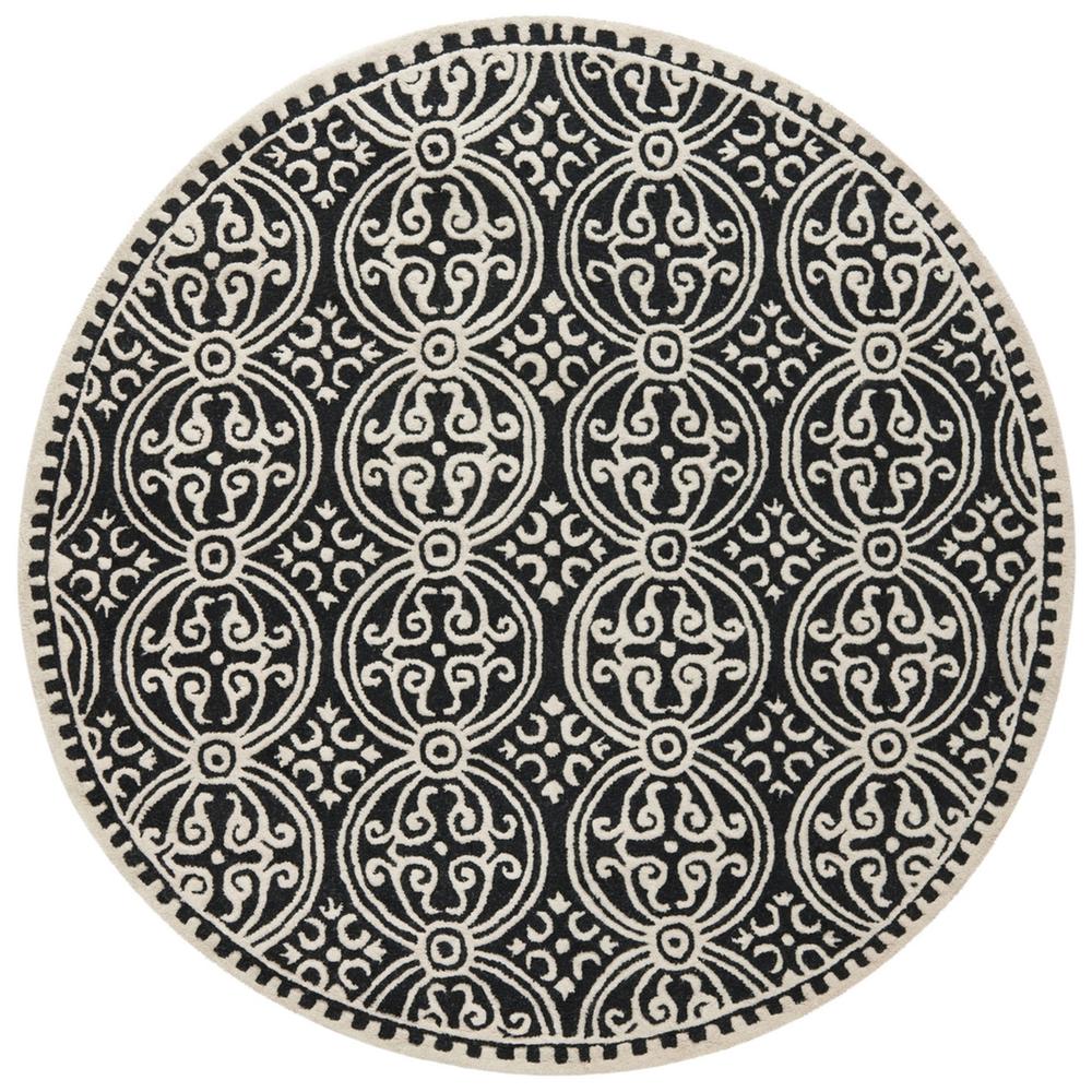 CAMBRIDGE, BLACK / IVORY, 10' X 10' Round, Area Rug