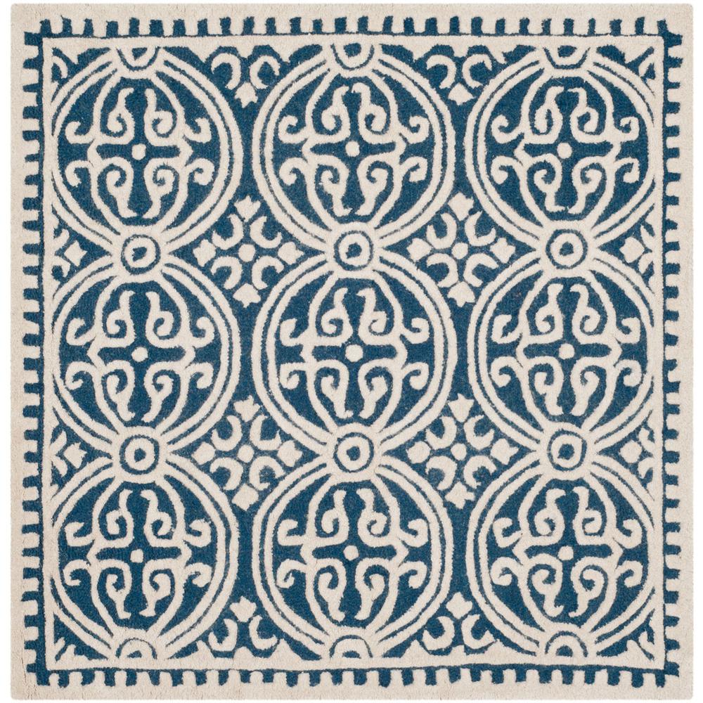 CAMBRIDGE, NAVY BLUE / IVORY, 4' X 4' Square, Area Rug, CAM123G-4SQ