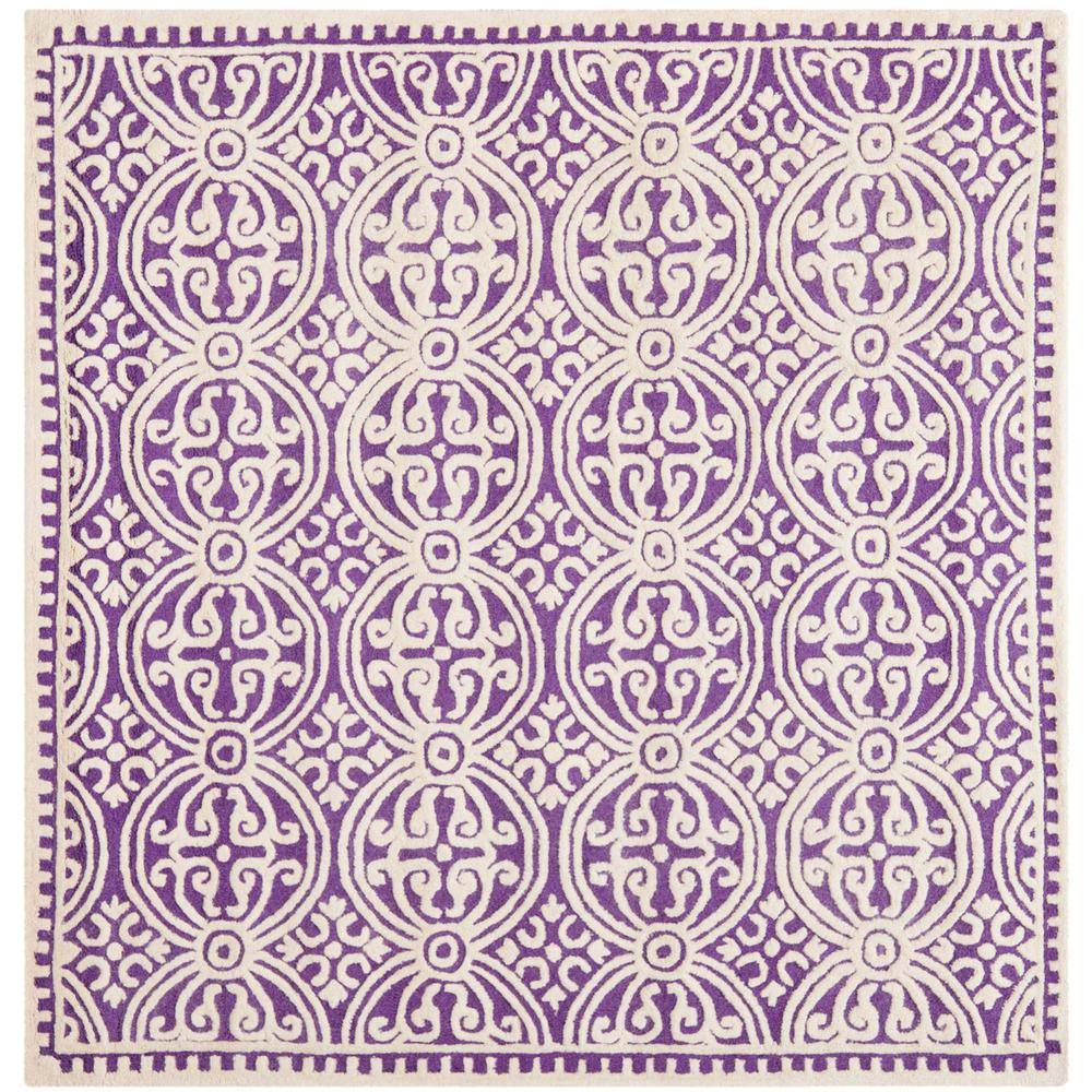 CAMBRIDGE, PURPLE / IVORY, 4' X 4' Square, Area Rug
