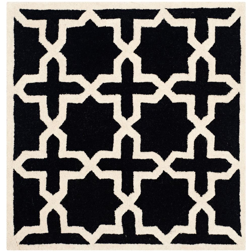 CAMBRIDGE, BLACK / IVORY, 4' X 4' Square, Area Rug, CAM125E-4SQ