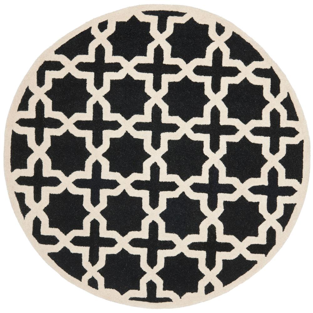 CAMBRIDGE, BLACK / IVORY, 4' X 4' Round, Area Rug, CAM125E-4R