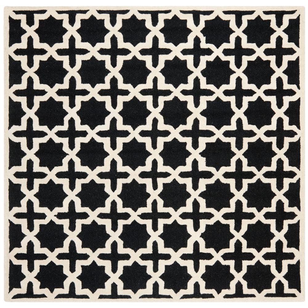 CAMBRIDGE, BLACK / IVORY, 8' X 8' Square, Area Rug, CAM125E-8SQ