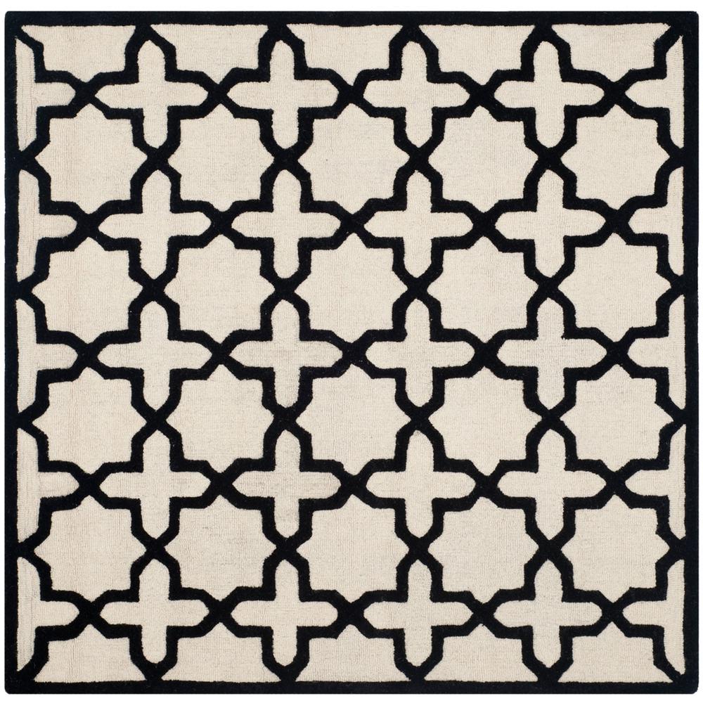 CAMBRIDGE, IVORY / BLACK, 6' X 6' Square, Area Rug, CAM125W-6SQ