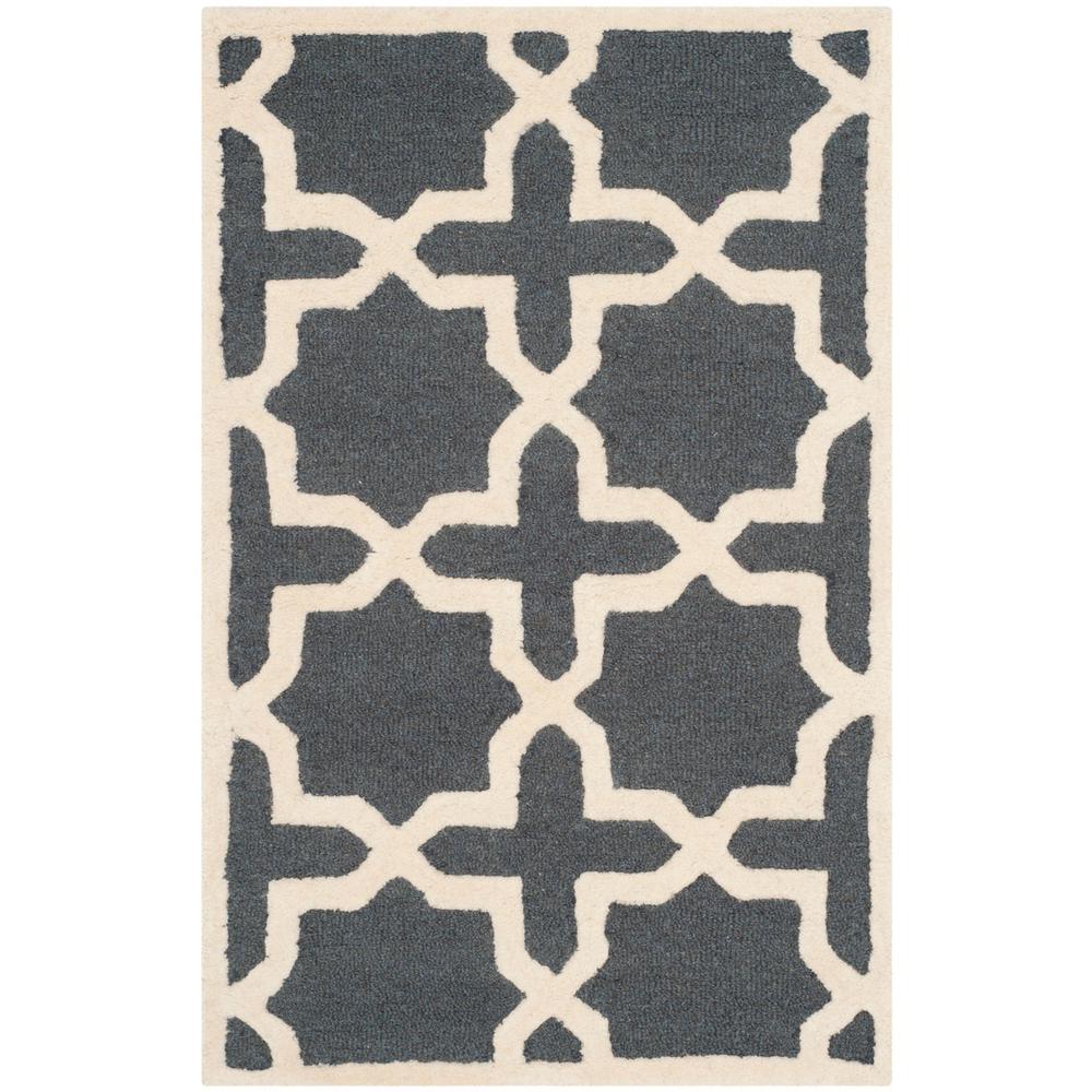 CAMBRIDGE, DARK GREY / IVORY, 2' X 3', Area Rug, CAM125X-2