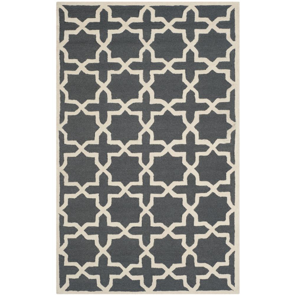 CAMBRIDGE, DARK GREY / IVORY, 5' X 8', Area Rug, CAM125X-5