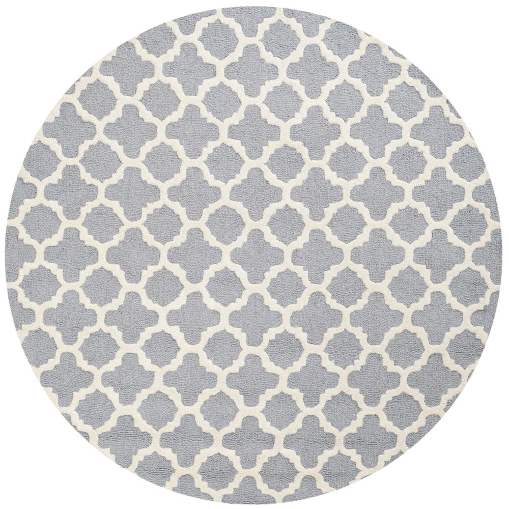 CAMBRIDGE, SILVER / IVORY, 6' X 6' Round, Area Rug, CAM130D-6R